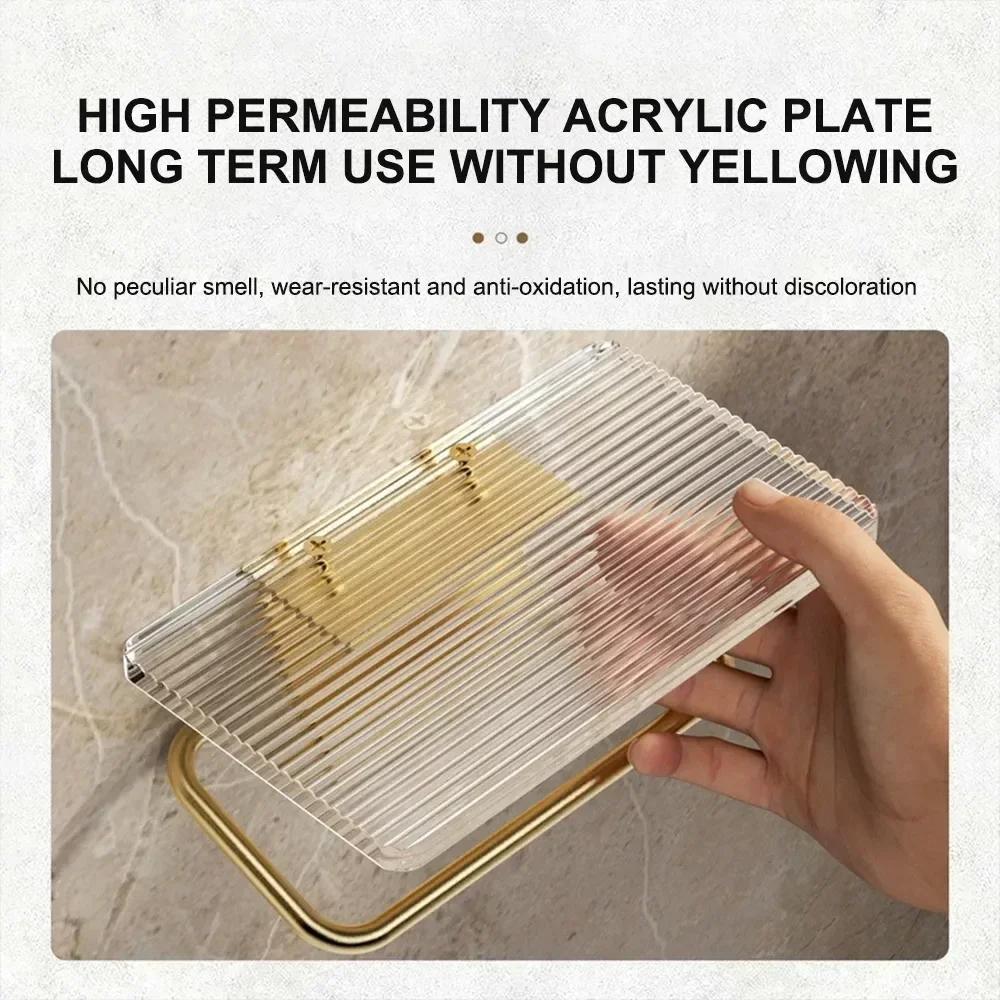 

Luxury Hanger Bathroom Tissue With Holder Acrylic Paper Shelf Accessories Punching No Roll Toilet Gold