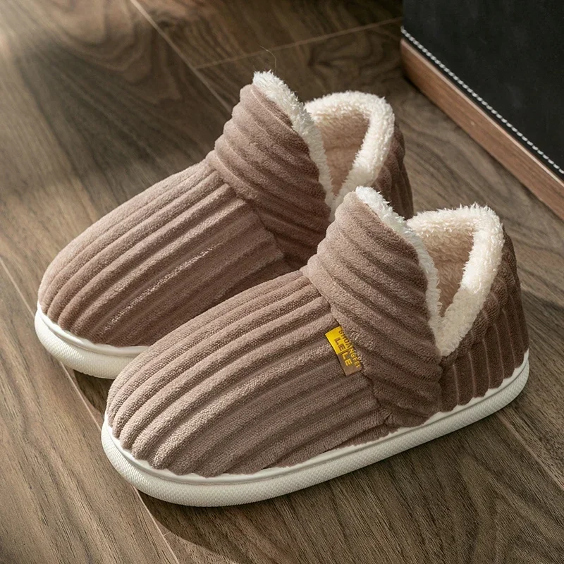 Winter Style Solid Color Plush Slippers - Non-slip Warm Home Casual Cotton Footwear