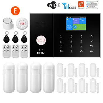 Tuya Smart Life APP 2G+WiFi GSM Alarm System Anti-theft Alarm System with Motion Detector Door&Window Sensor Wireless Siren Alex