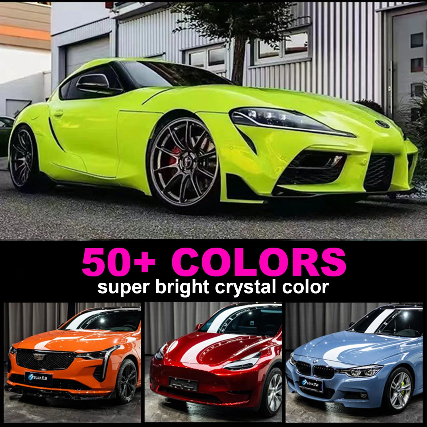 5X59 FT PET Ultra Gloss Car Vinyl Wrap Air Release Bubble Free Film Automotive Vehicle DIY Decal Sticker Sheet Black White