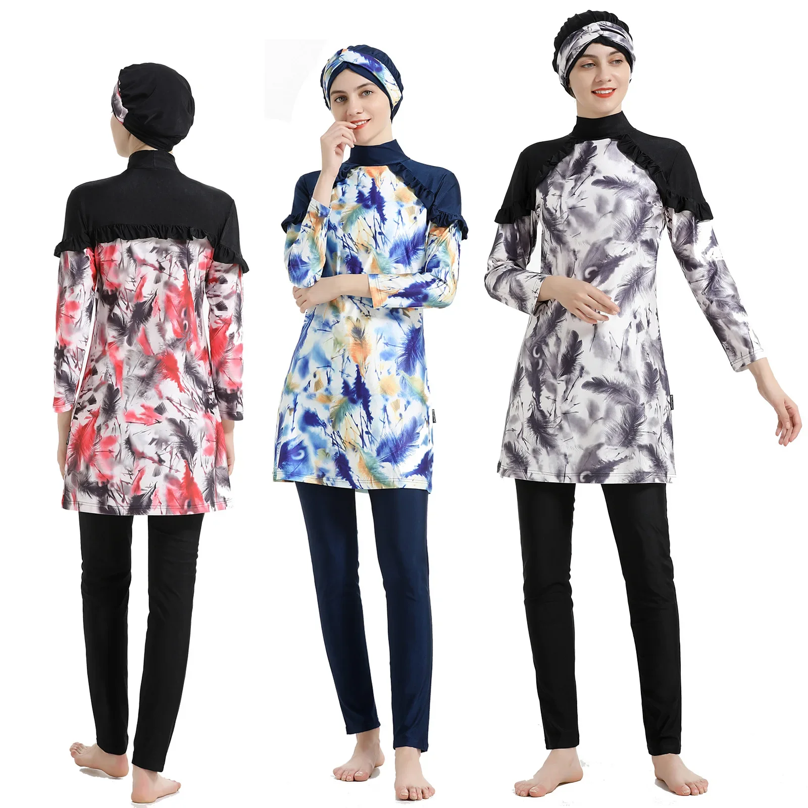 

S-4XL Новый мусульманский консервативный купальник Защита от Солнца купальники из четырех частей L031 borkini femme musulmane