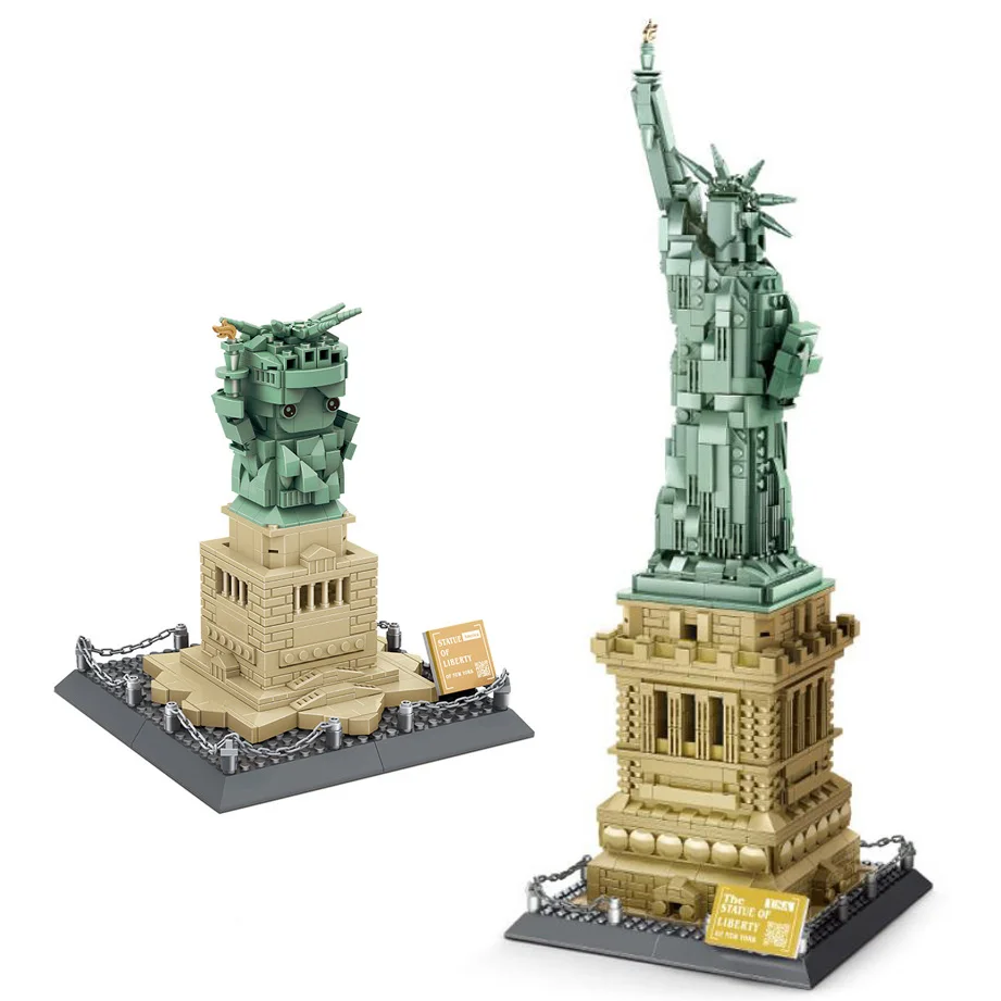 

United States New York Statue Of Liberty Building Block World Famous Architecture MODEL Bricks Educational Toy Collection
