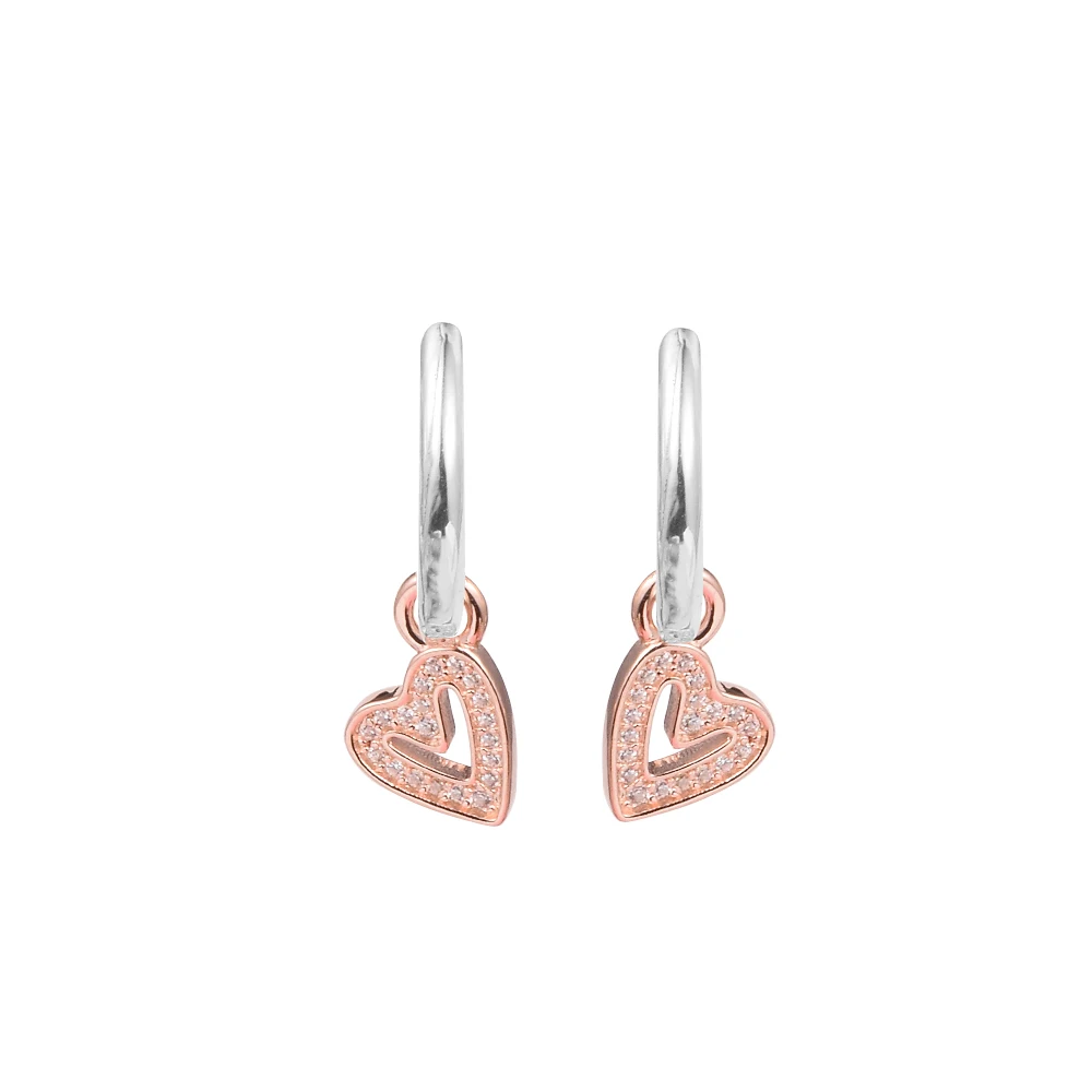 

Aros Sparkling Freehand Heart Hoop Earrings Sterling Silver Jewelry Pendientes Mujer DIY Earrings Wedding Party Make Up