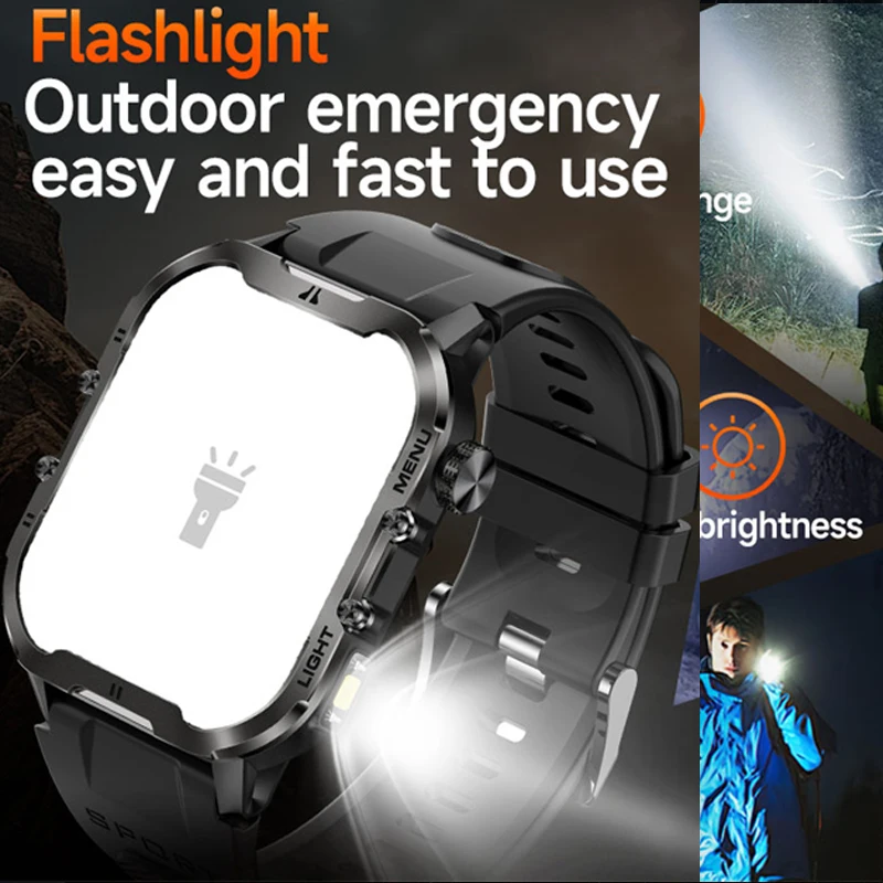 For Xiaomi Military Smart Watch Men IP68 Waterproof Outdoor Sports Fitness Watches Health Monitoring 1.96" BT Call Smartwatch - Image 3