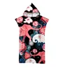 Hooded Bath Towel Robe Poncho Swimming Beach Towel Surf Man Lady Fast Quick Dry Bathrobe Beachwear-Floral Elephant Owl Pattern 4