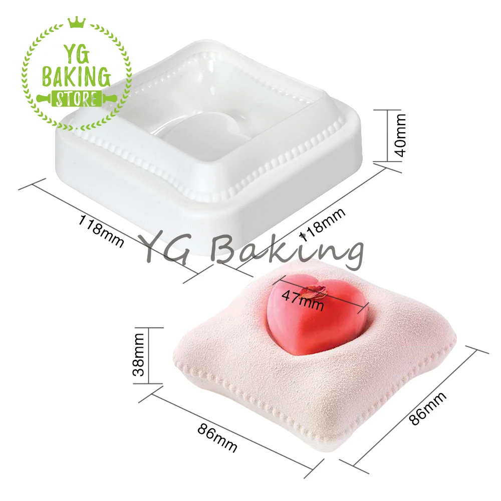Dorica New Arrival Pillow Love Heart Silicone Mousse Mold Diy Soap