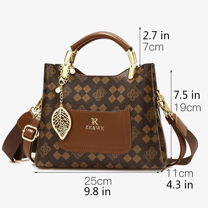 حقيبة كتف نسائية من الجلد الصناعي بتصميم عصري مطبو...