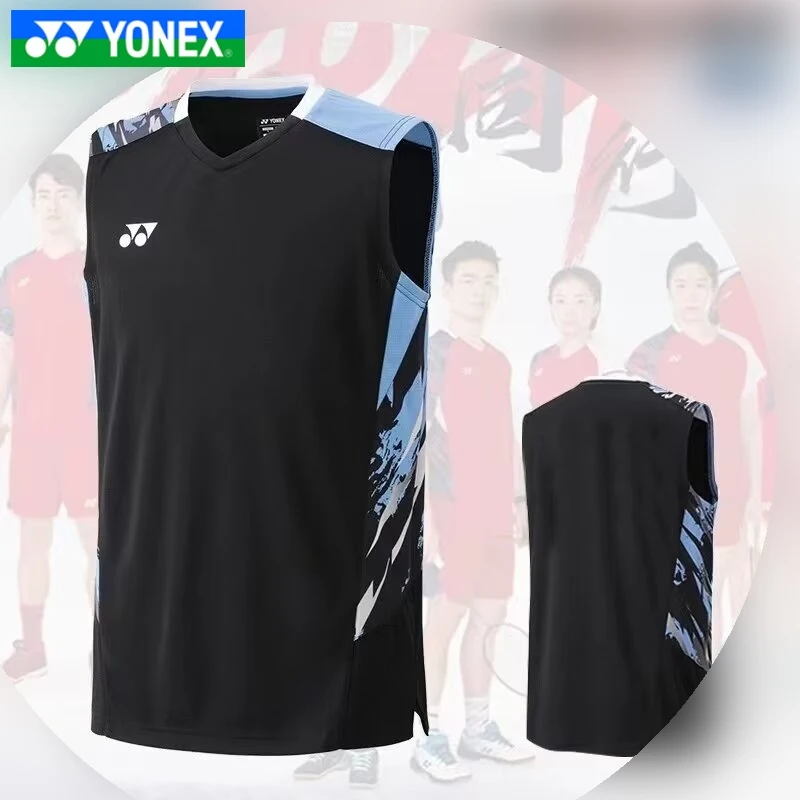 Yonex Men's Badminton Shorts Quick Dry Sleeveless Short Sleeve Game Training Wear Breathable Sweat Absorption T-shirt