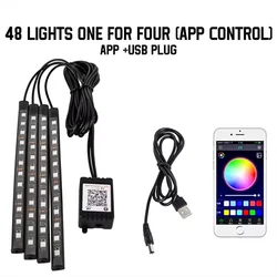 Bluetooth - Controlled Multi - Color RGB LED Interior Car Light Strip (APP Cotrnol)