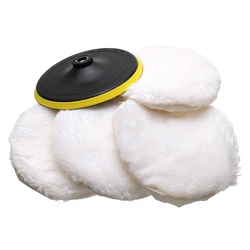 Kit de 5 pièces pour polisseuse/tampon, Bonnet en laine douce, tampon blanc, tendance 