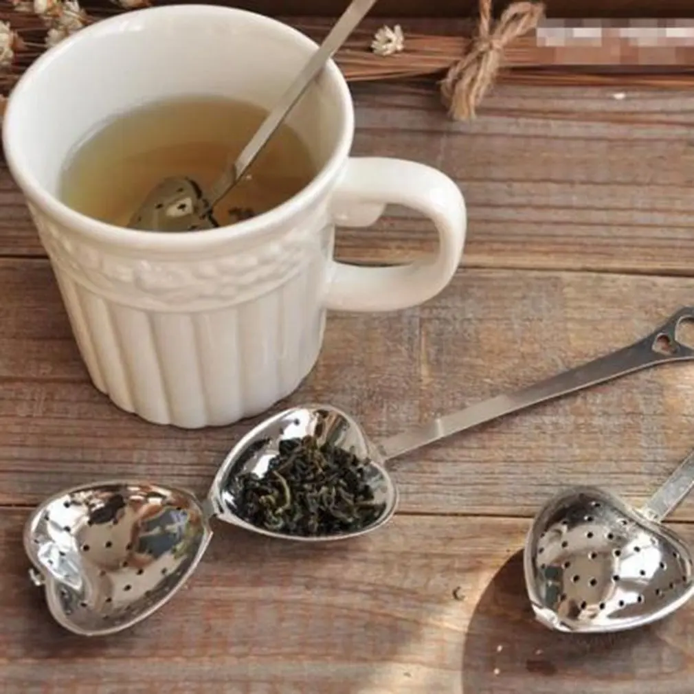 

1pc Free Shipping New Arrival Heart Shape Stainless Steel Silver Tea Leaf Herbal Filter Infuser Spoon Strainer Kitchen Tool