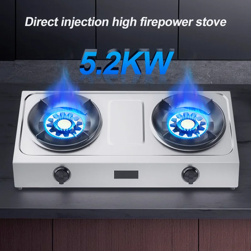 Description Picture 2 of itemHome Kitchen Tabletop 4.0KW/4.8KW/5.2KW Fierce Fire Gas Stove Liquefied Gas Natural Gas Double-head Stove Flameout Protection