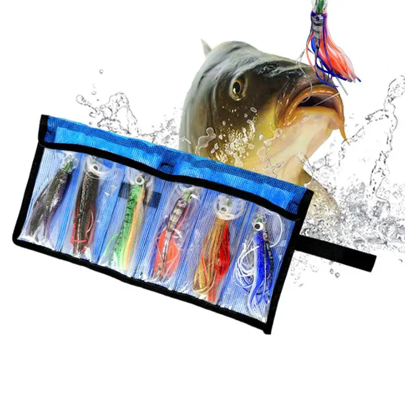 

Squid Skirt Fishing Lures 6Pcs Soft Trolling Fishing Lures Artificial Trolling Bait With Hook Octopus Squid Skirts Trolling