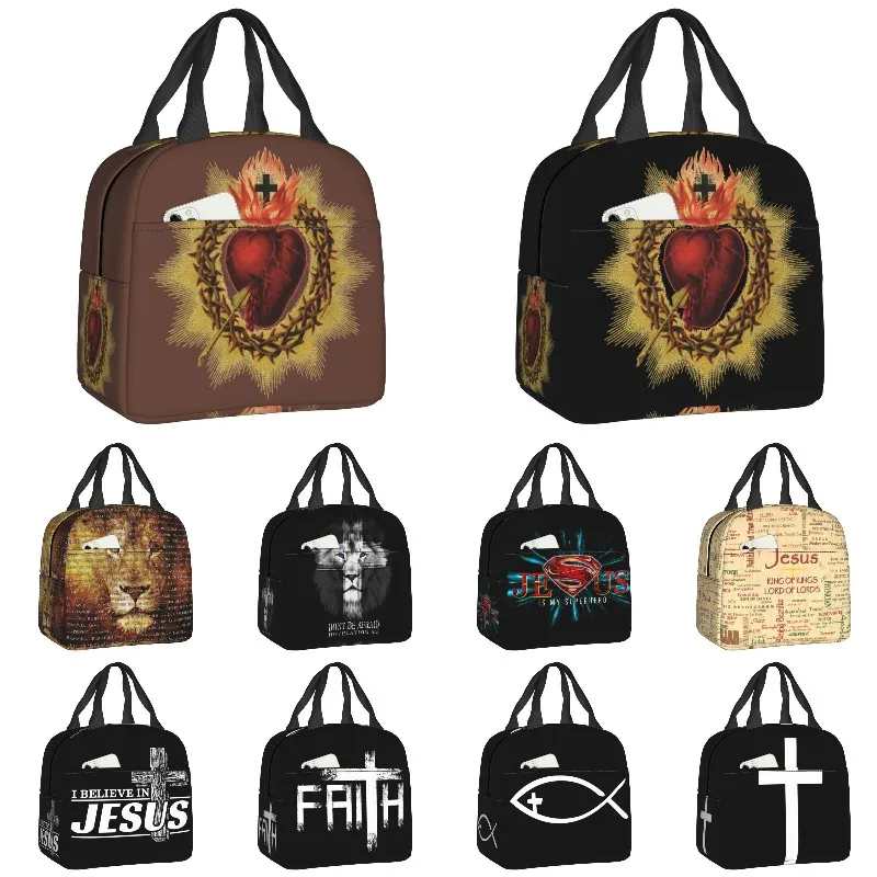 

Sacred Heart Of Jesus Lunch Box Waterproof Catholic Christian Faith Thermal Cooler Food Insulated Lunch Bag for Women Work