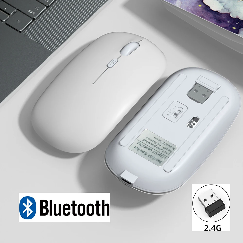 Rechargeable Wireless Bluetooth Mouse For iPad Samsung Huawei MiPad 2.4G USB Mice For Android Windows Tablet Laptop Notebook PC mouse for apple mac Mice