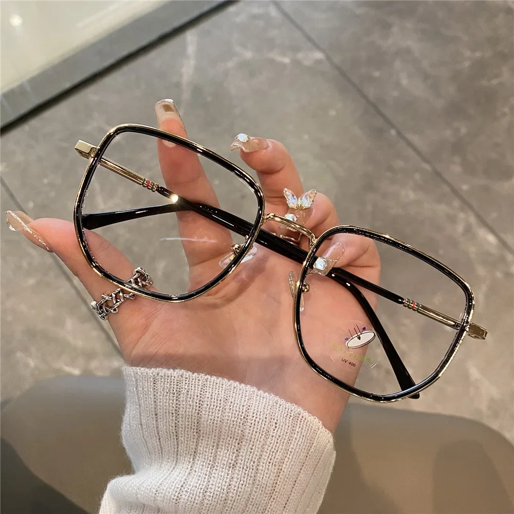 Myopia Glasses Anti Blue Light  White Korean Style Large Frame Glasses Fashion Girls Transparent Glasses Leopard Glasses 2