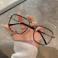 Myopia Glasses Anti Blue Light  White Korean Style Large Frame Glasses Fashion Girls Transparent Glasses Leopard Glasses 2