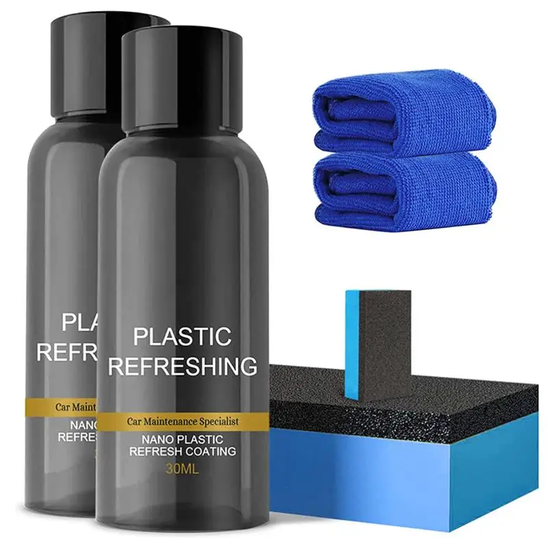 2pcs 30ml Car Plastic Refreshing Coating Agent Revitalizing Coating Agent Plastic Parts Refurbish Agent Automotive Interior car seat leather cleaner