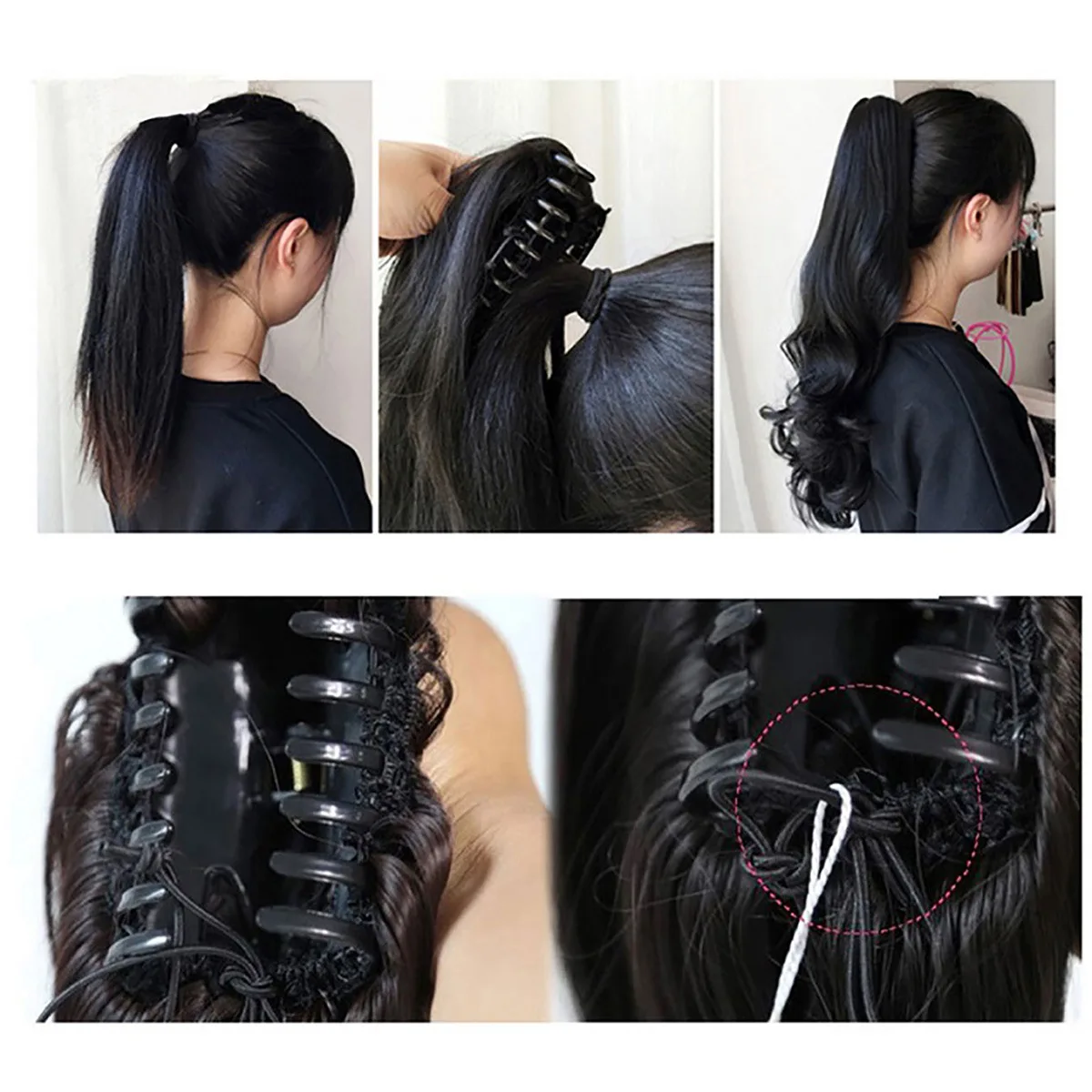 Presilha de rabo de cavalo encaracolado sintético na extensão do cabelo para mulheres, peruca de rabo de cavalo, 26 cores, 19
