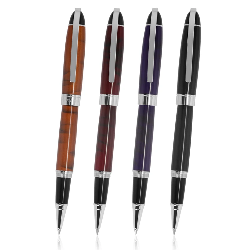 4 X Baoer 517 Metal Wine/Brown/Blue/Black Marble Roller Ball Pen Refillable Office School Writing Gift Accessory 50pcs set 0 5mm erasable gel pen refill rods blue red ink office school writing stationery accessory replacement washable handle