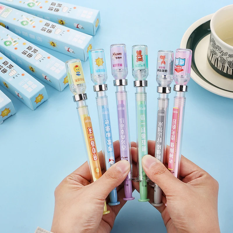 

80Pcs Vaccine Shaped Gel Pens Needle Syringe Signature Pen Smooth Writing 0.5mm Neutral Pens School Office Stationary