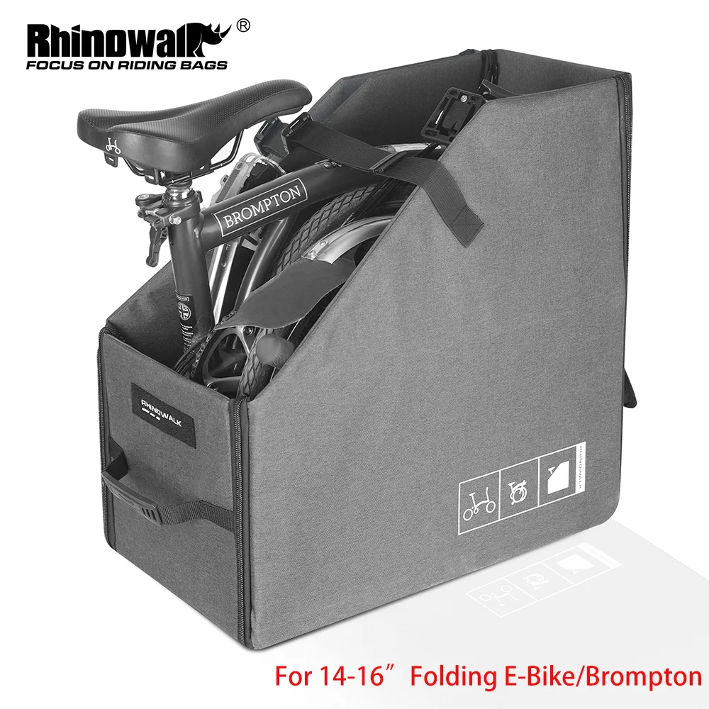 Rhinowalk Scatola Portaoggetti Pieghevole Per Bici Custodia Per Borsa Per Il Trasporto Per Bici Elettrica Pieghevole Da 14-16 Pollici Borsa Pieghevole