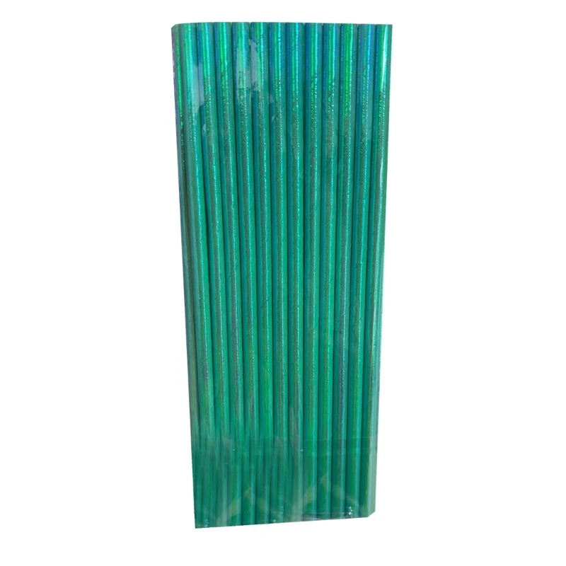 Pearlescent- Bronzing Paper Straws Pink Green Gradient- Film Drinking Straws
