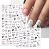 2pcs Heart Love Design 3D Nail Art Stickers English Letter Cool Girl Face Sliders Valentine Day Manicure 1