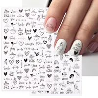 2pcs Heart Love Design 3D Nail Art Stickers English Letter Cool Girl Face Sliders Valentine Day Manicure 1