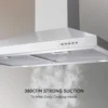 Range Hood 30 inch Stainless Steel, Wall Mount Vent Hood for Kitchen with Charcoal Filter, Range Hoods with Ducted/Ductless 6