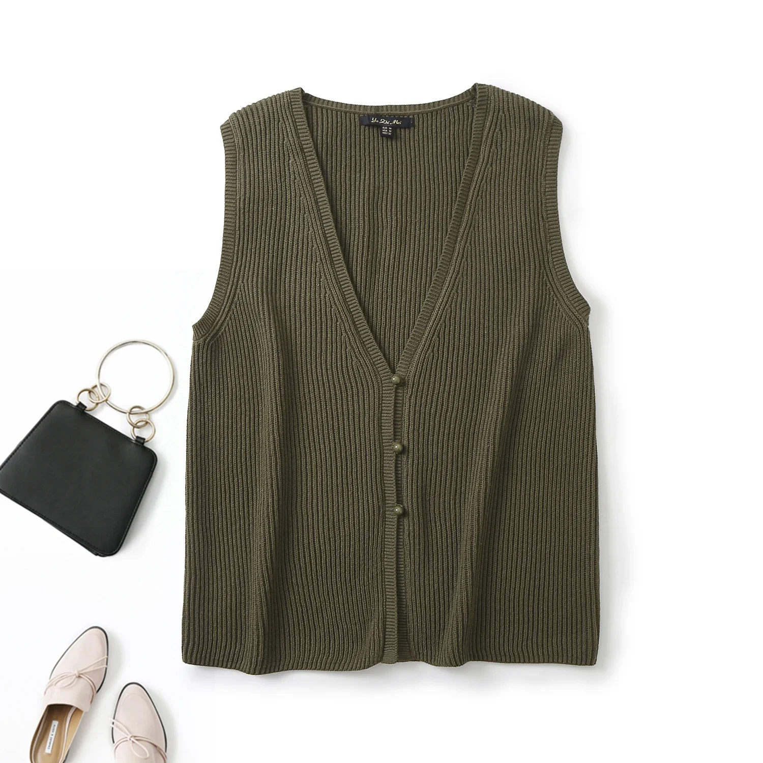 

Ethereal MD 2024 new style of Women's casual workplace light cooked small fragrance crew-neck striped knit inside vest