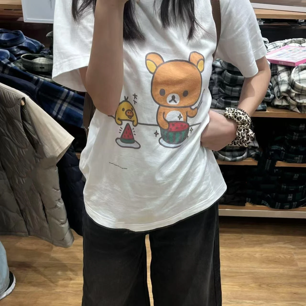 Eating watermelon rilakkuma pure white short sleeve