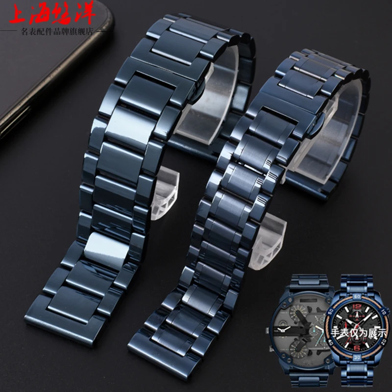 Sleek Men's Dark Blue Stainless Steel Fashion Watch with Mesh Bracelet