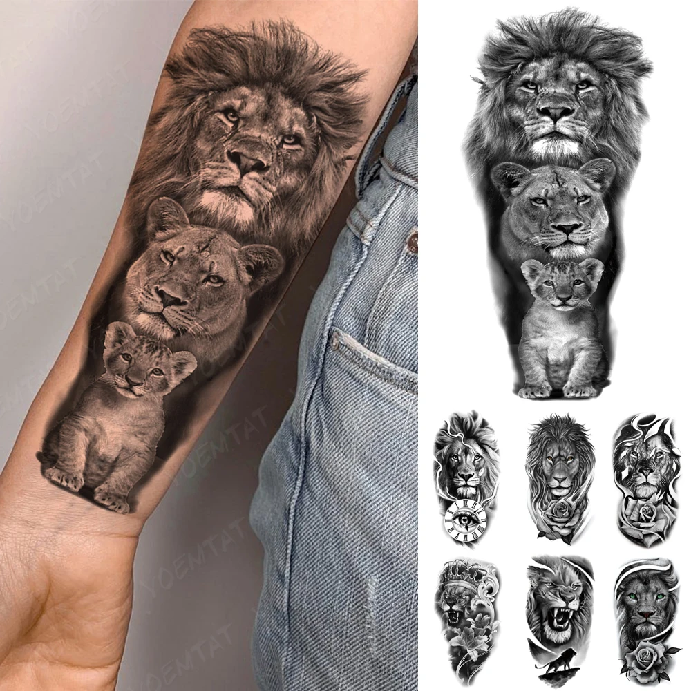 6 Sheets Black Tiger Lion Temporary Tattoo Arm India  Ubuy