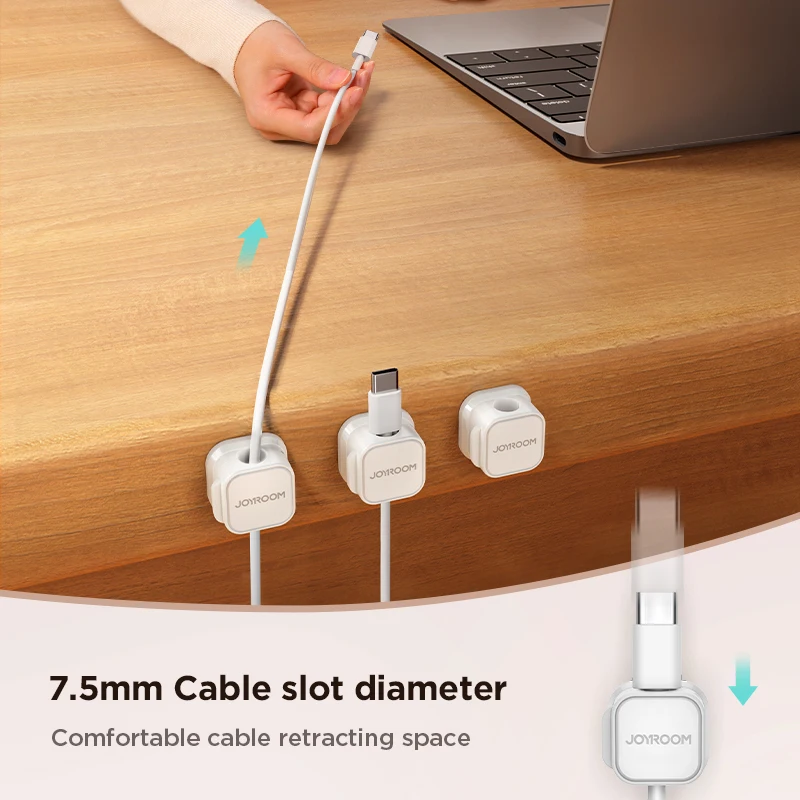 Joyroom 3/6Pcs Magnetic Cable Clips Cable Smooth Adjustable Cord Holder Under Desk Management Wire Keeper Organizer