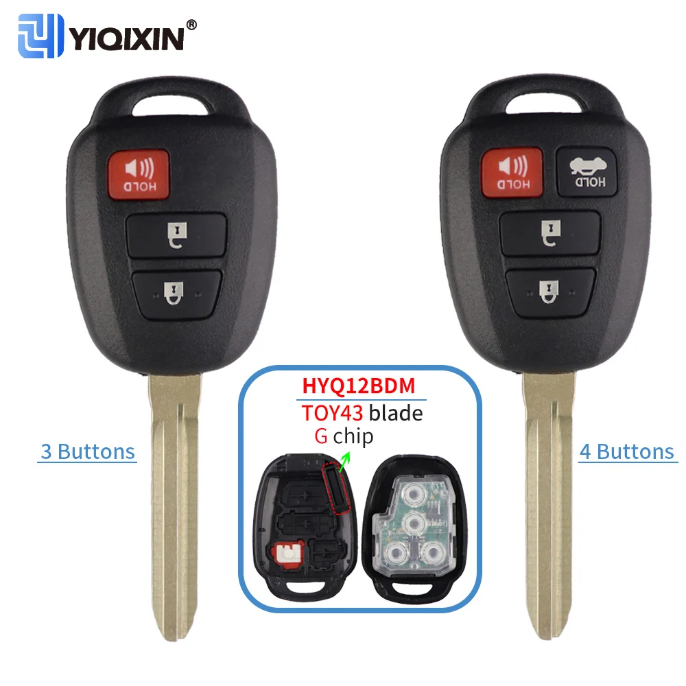 YIQIXIN 315Mhz Smart Remote Car Key For Toyota Camry G Chip Corolla 2012 2013 2014 2015 2016 2017 HYQ12BDM 3/4 Buttons Auto Fob yiqixin 2 buttons remote car key control for toyota yaris hiace hilux vigo innova corolla rav4 2009 4d67 g chip fcc b41ta toy43