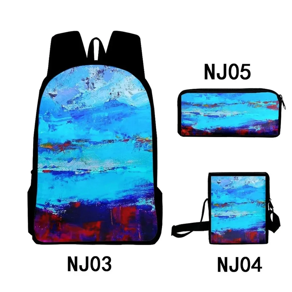 Harajuku 3d graphite printing backpack,3pcs/set,with oil painting,for school,laptop,backpack,shoulder bag,case