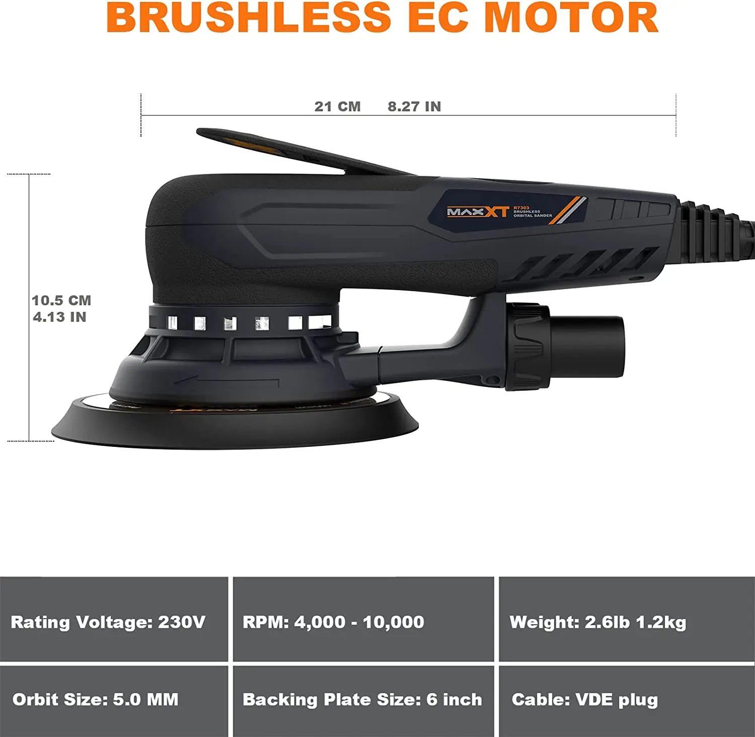 MAXXT 2.5mm/5.0mm Popular Design Random Electric Dust Free Brushless 220V Machine Sander Orbital 4