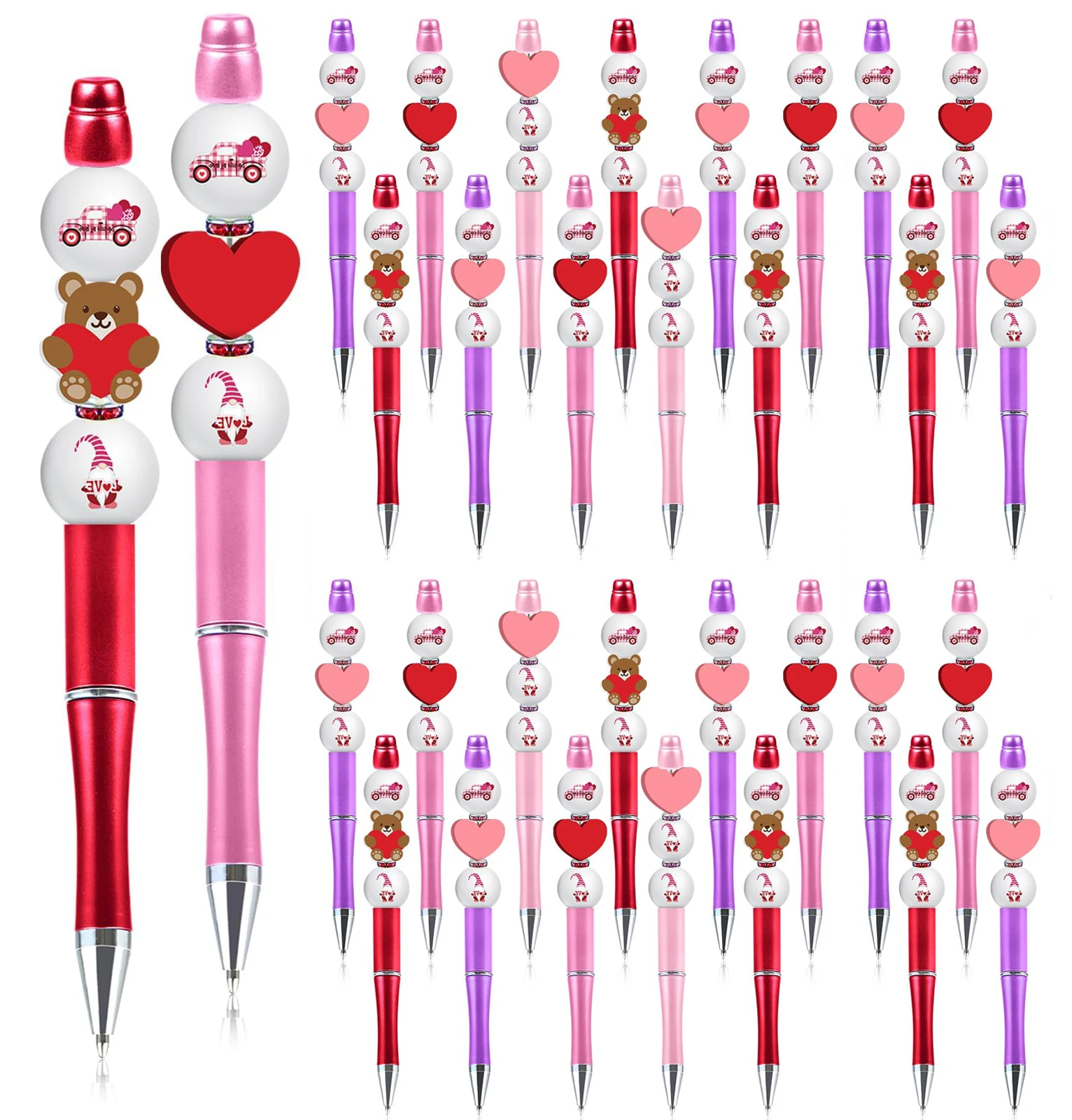

40PCS Heart Shaped Ballpoint Pens Novelty Gel Ink Pens For Student Teacher Office School Home Supplies Party Favors Gifts