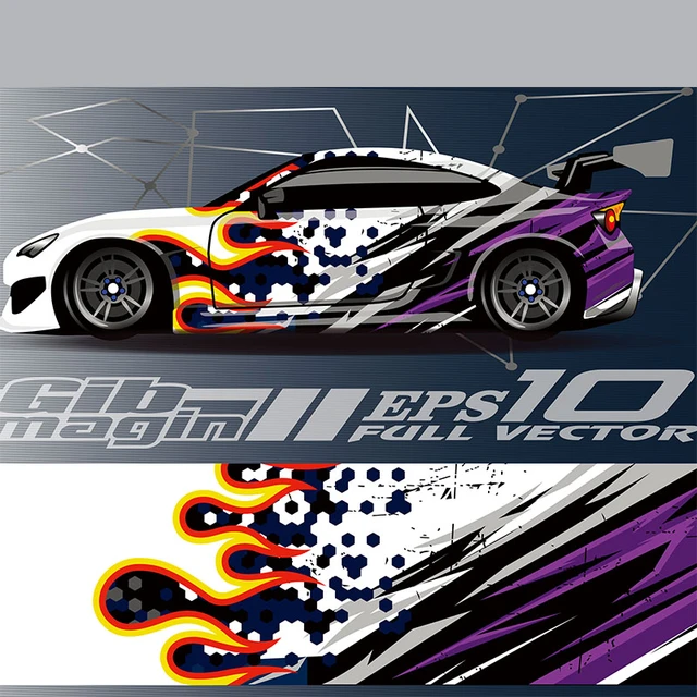 2x 5D Auto Streifen Racing Sports Vinyl Kapuze Aufkleber DIY Dekoration  Sticker