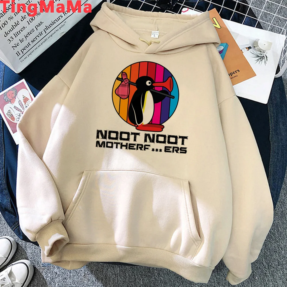 

nootnoot pingu hoodies men Korean style vintage Fleece anime Pullover men Fleece Hooded Shirt