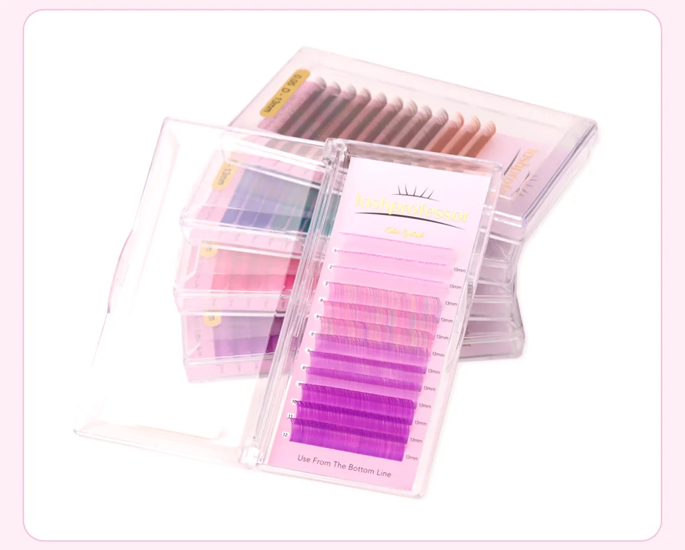 Farbige Wimpern Ombre Farbe Rot Lila Blau Rosa Gelb Grün Braun Faux Nerz Bunte individuelle Wimpernverlängerung Make-up Cilios – Detail 14