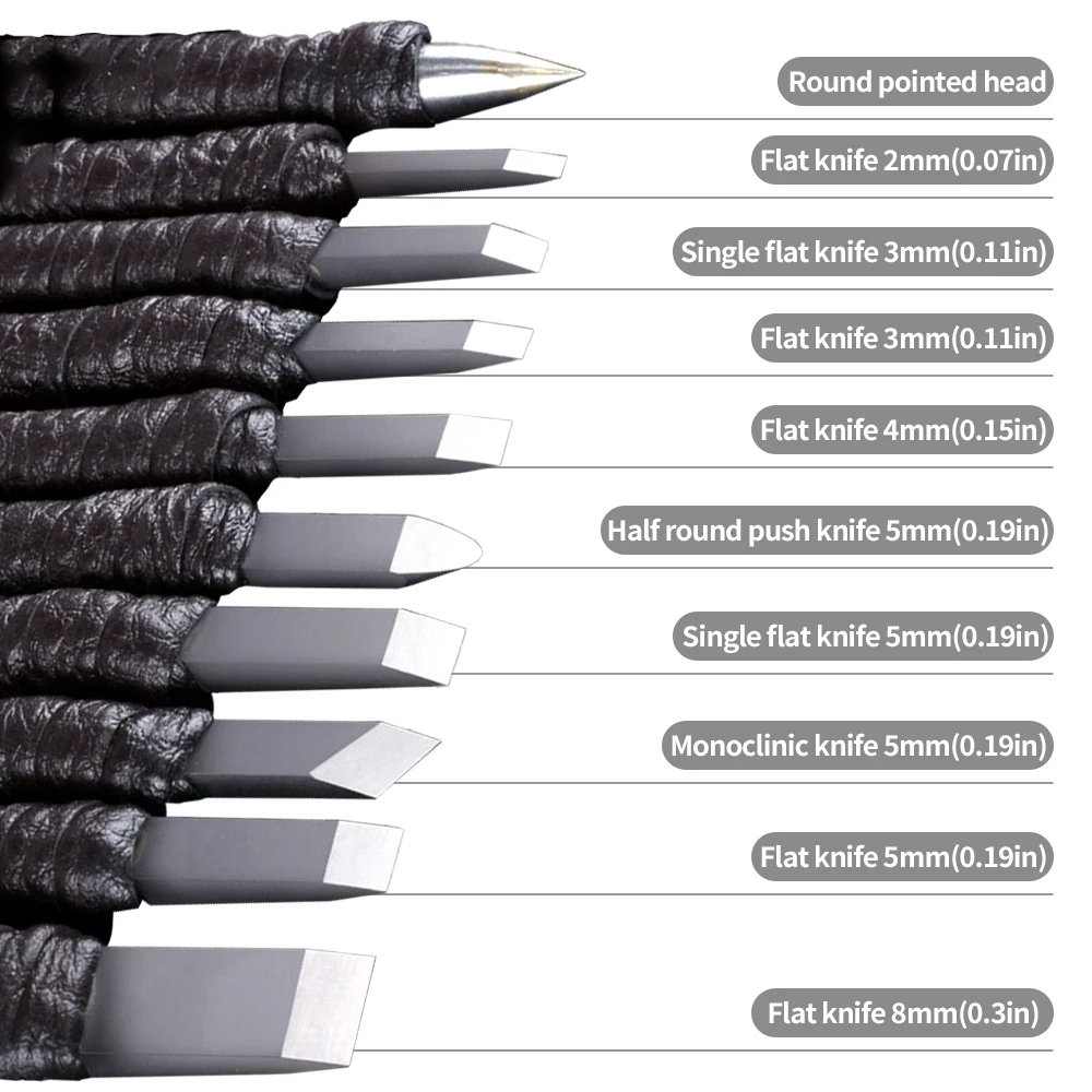 Carving Chisels Tungsten Steel Carving Chisel Set 10pcs Professional Engraving Tools for Stone/Wood/Metal Durable Stone Seal Cutting Blades Kit