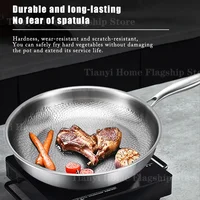 Poêle à frire en acier inoxydable titane 22/24/26/28/30 cm, antiadhésive, wok, poêle à œufs, poêle à steak, cuisinière à induction, cuisinière à gaz, ustensiles de cuisine 3