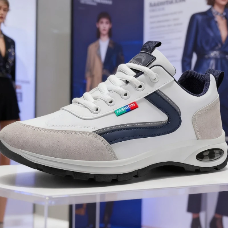 Fashion Sneakers for Men Non Slip Shoes Suede Detailing Outdoor Versatile Lace Up Platform Shoes Spring and Autumn Sports Shoes