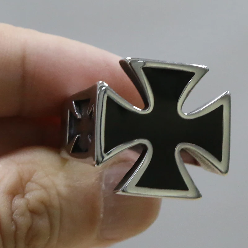 Vintage Iron Cross Ring Men Boys Gold Silver Color Stainless Steel
