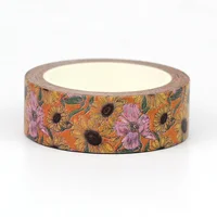NEW 1PC 10M Decorative Beautiful Sunflowers Washi Tape for Scrapbooking Journaing Adhesive Masking Tape Cute Stationery 2