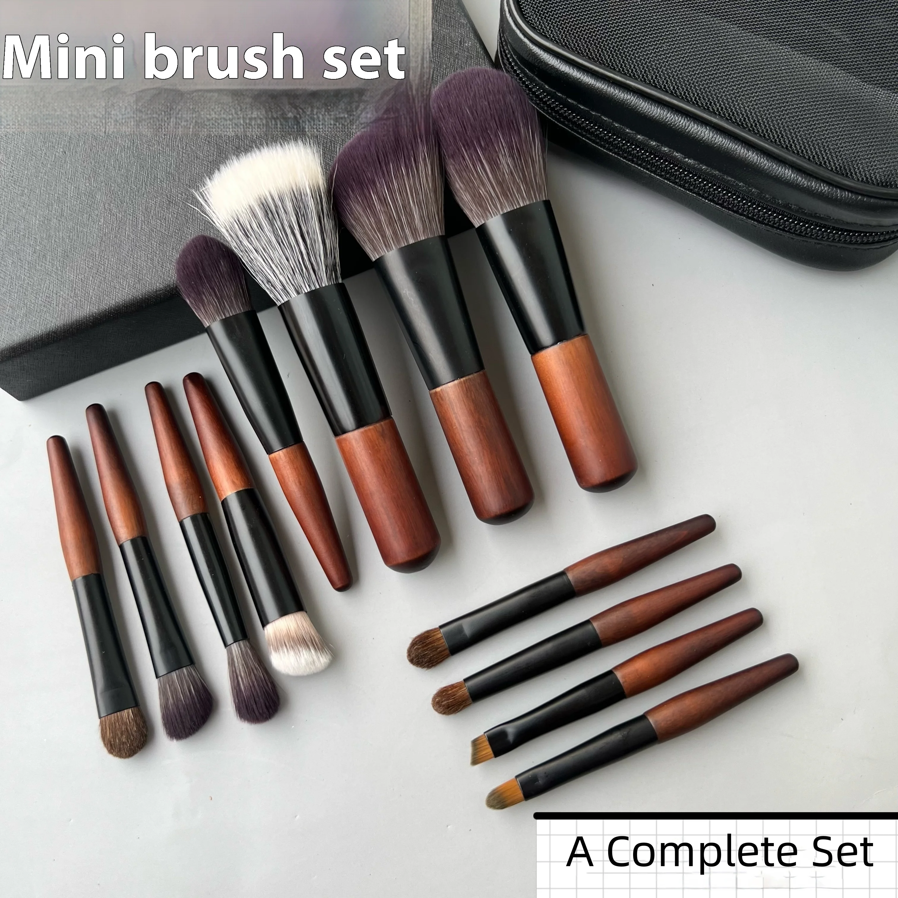 12pcs Mini Makeup Brushes Eyeshadow Brush Loose Powder Blusher Foundation Brush Travel Portable Make Up Brushes with Bag 1