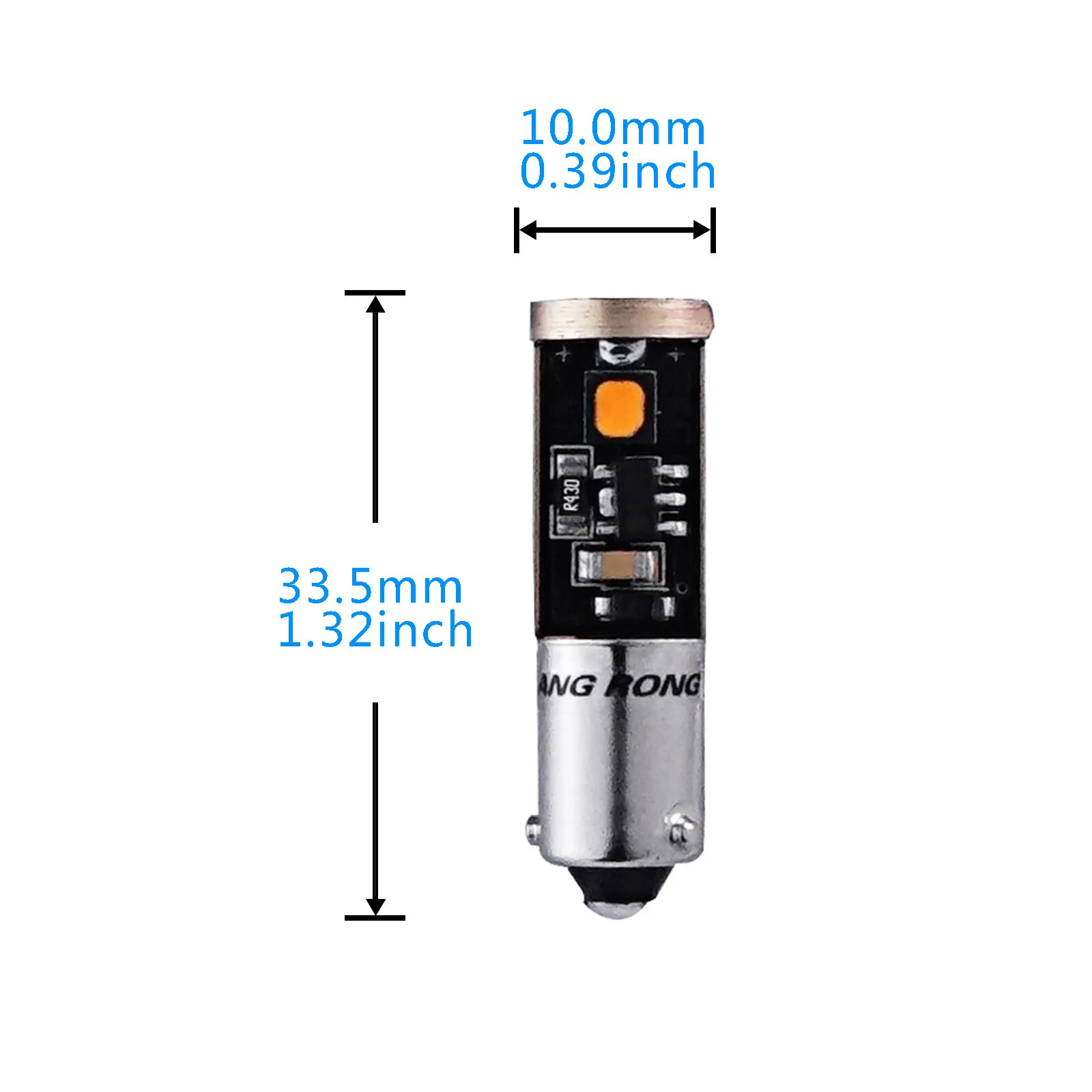 2개 에러 없는 H6W 433 BAX9s 3 SMD LED 전구 방향지시등 사이드라이트 실내등 12V 앰버