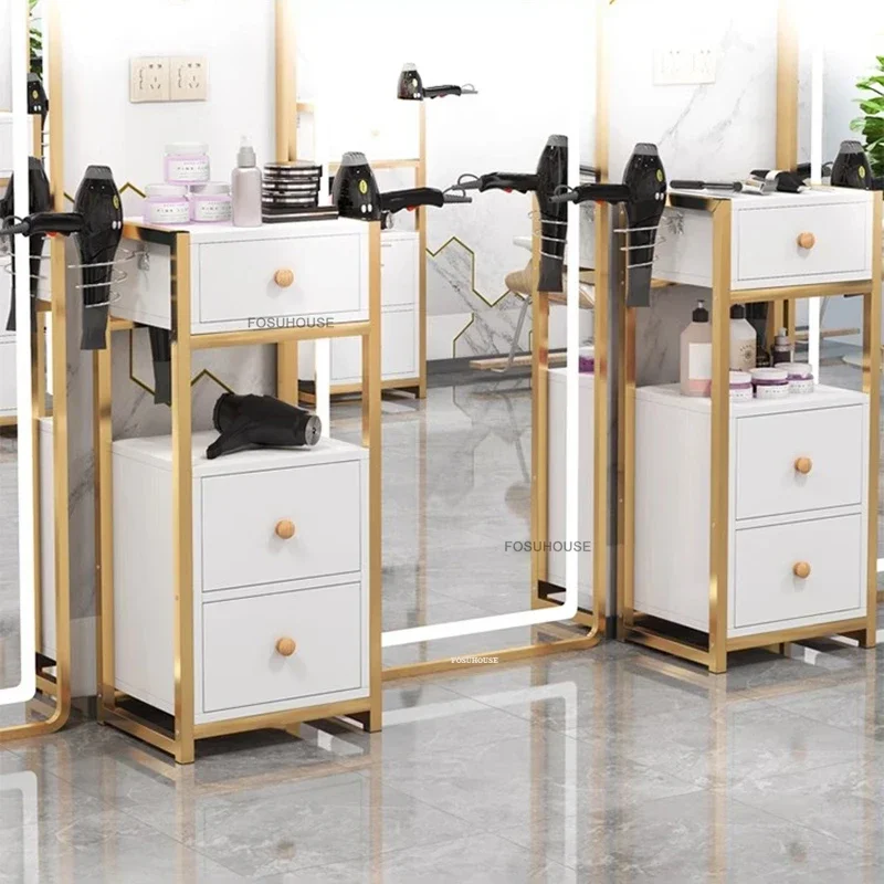Professional Wooden Salon Trolleys Nordic Salon Furniture Beauty Auxiliary Cabinet with Wheels Storage Organizer Tool Cart
